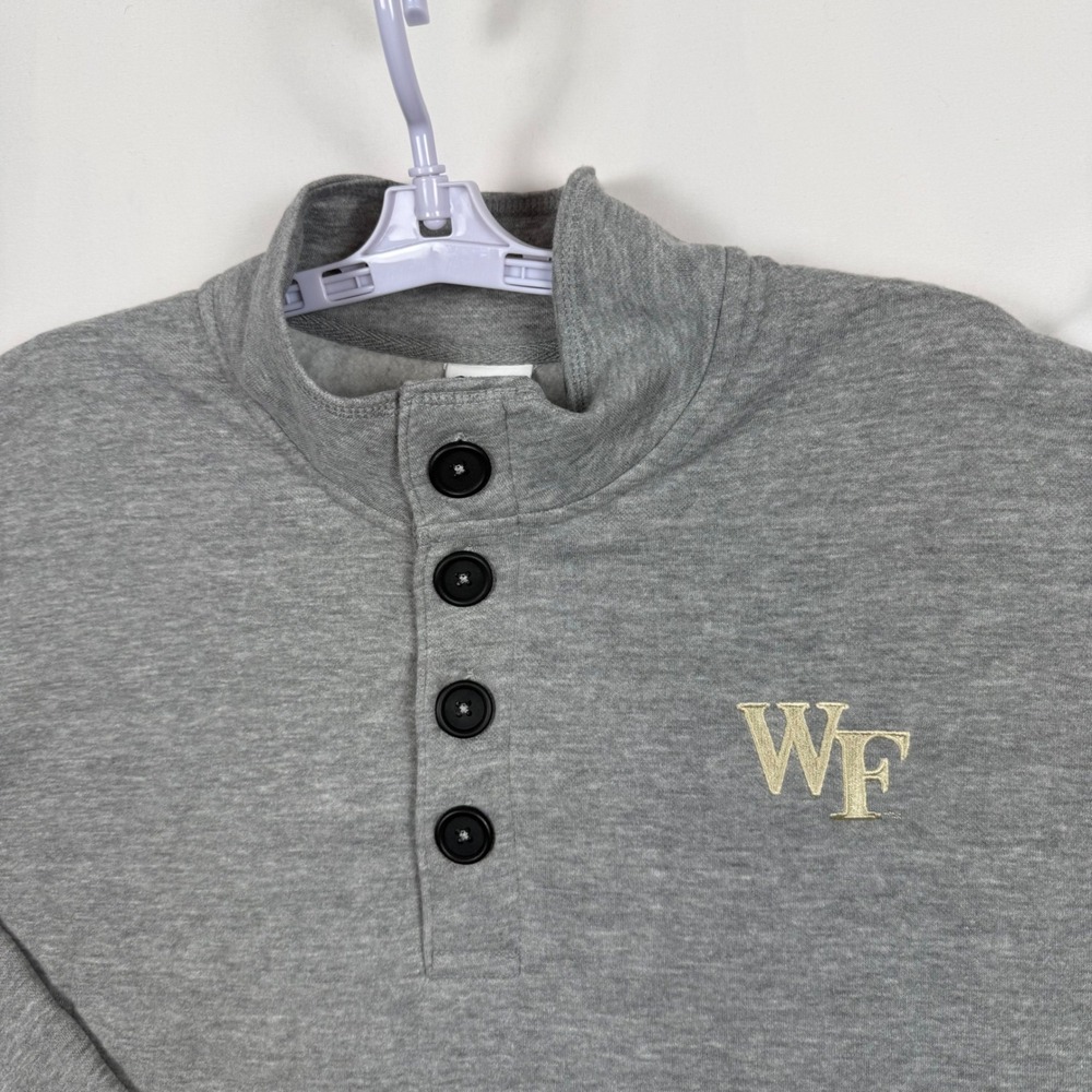 Champion Wake Forest University Henley Sweatshirt Mens 2XL Gray Mock Neck Fleece